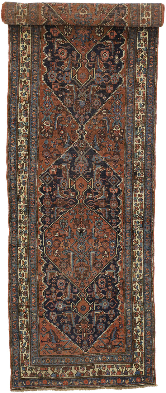 4 x 17 Antique Persian Bijar Runner 76653