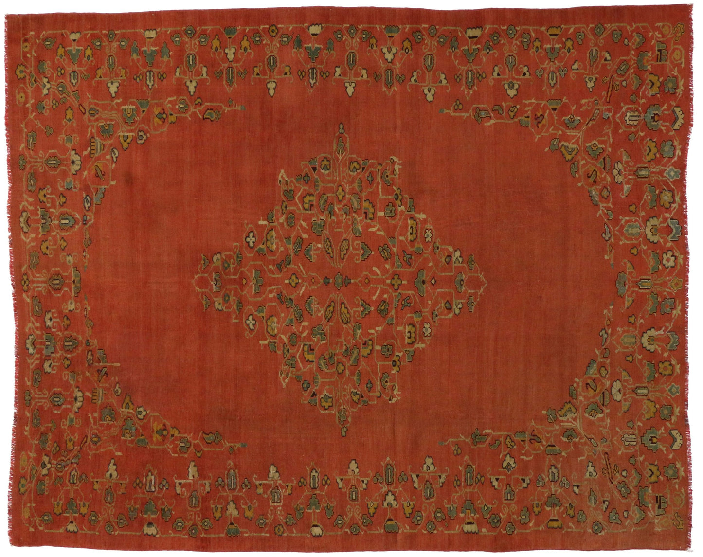 9 x 11 Antique Turkish Oushak Rug 76655
