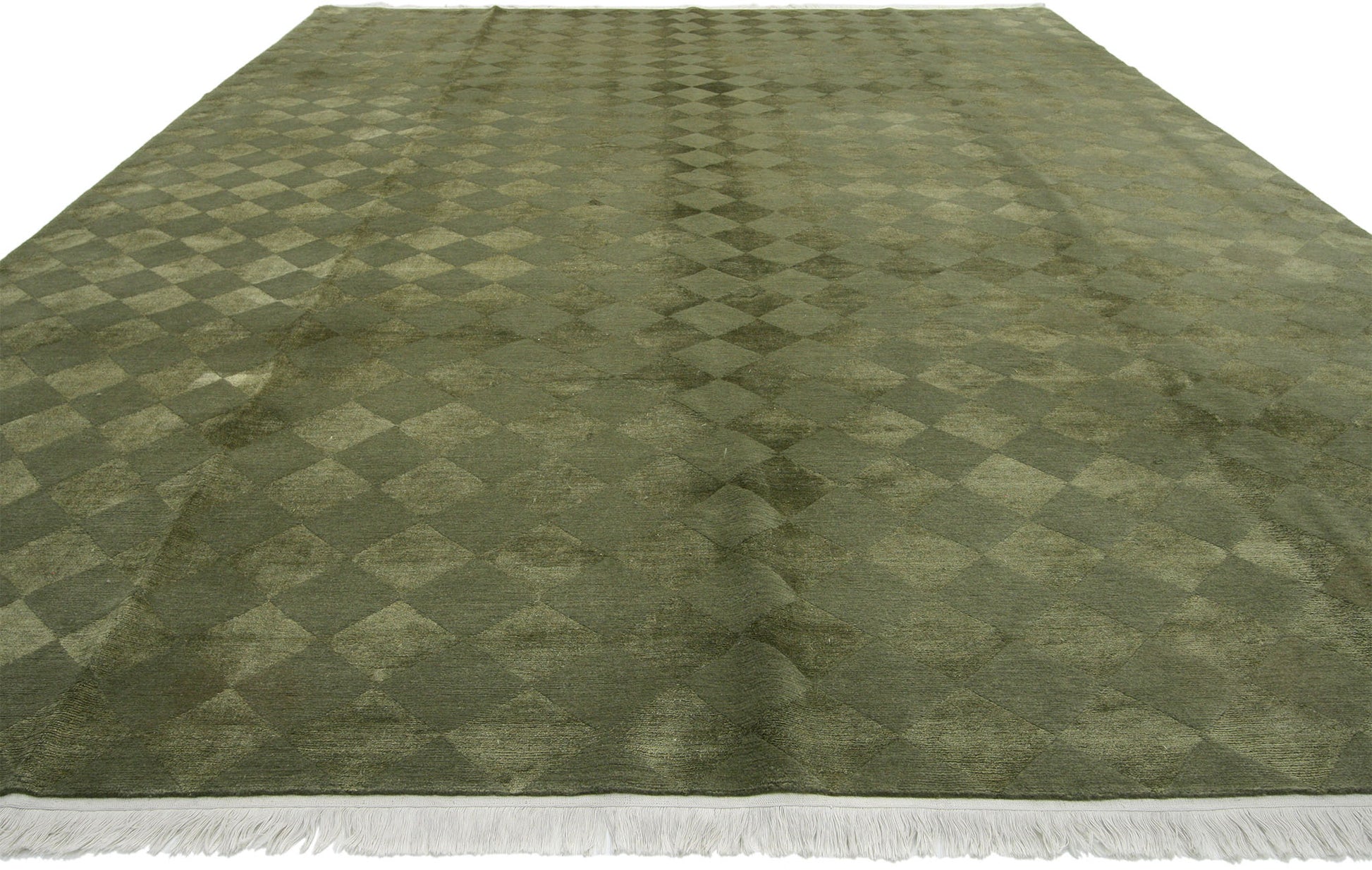 9 x 12 Vintage Harlequin Tibetan Wool and Silk Rug 76665