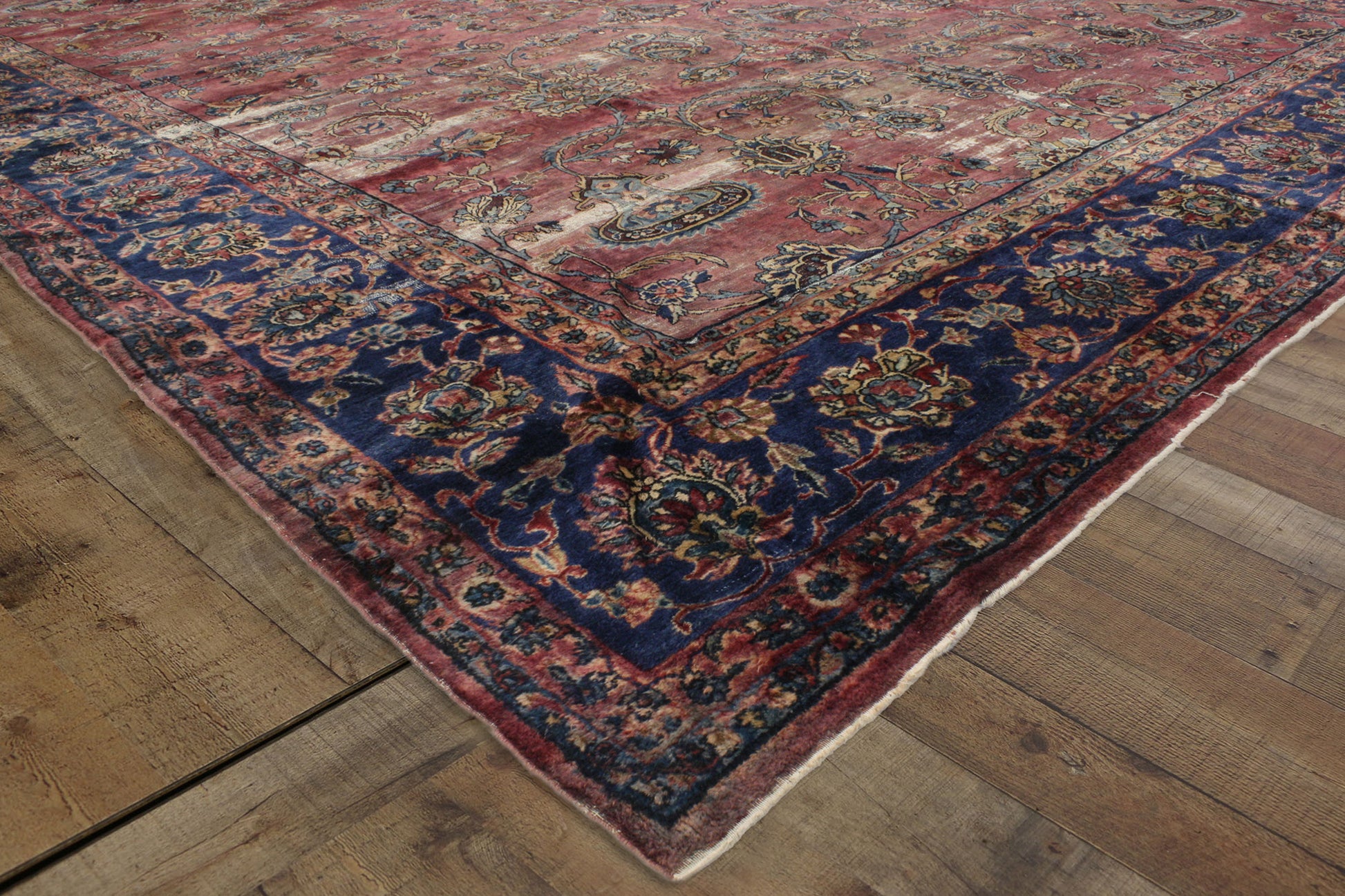 10 x 13 Antique-Worn Persian Kerman Rug 76681
