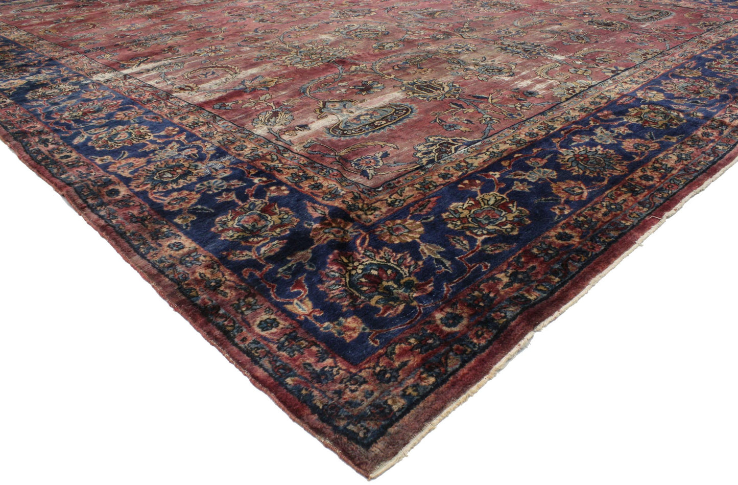 10 x 13 Antique-Worn Persian Kerman Rug 76681