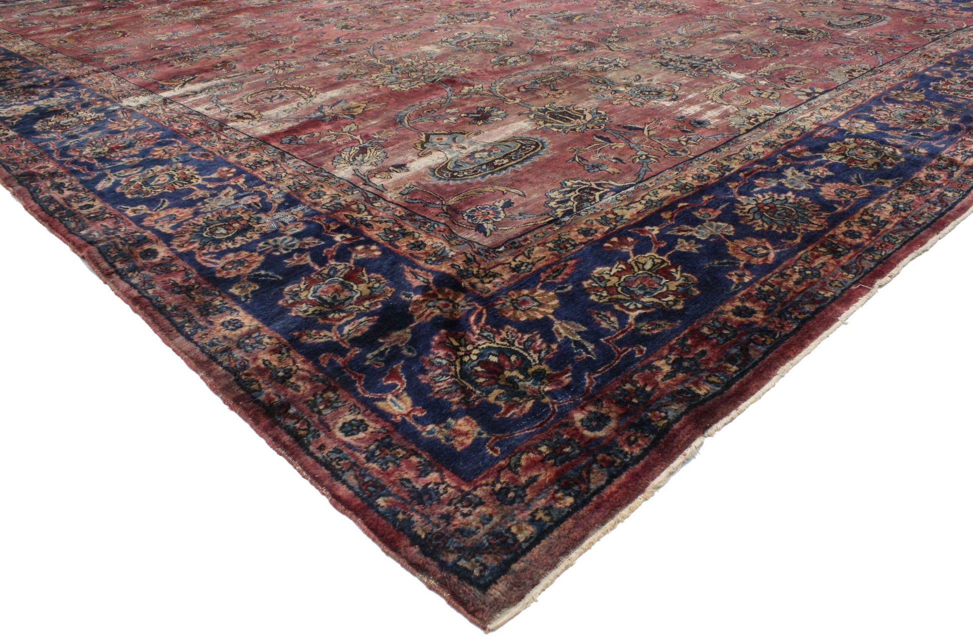 10 x 13 Antique-Worn Persian Kerman Rug 76681