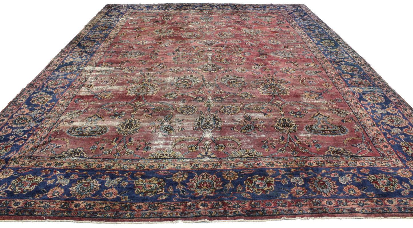 10 x 13 Antique-Worn Persian Kerman Rug 76681
