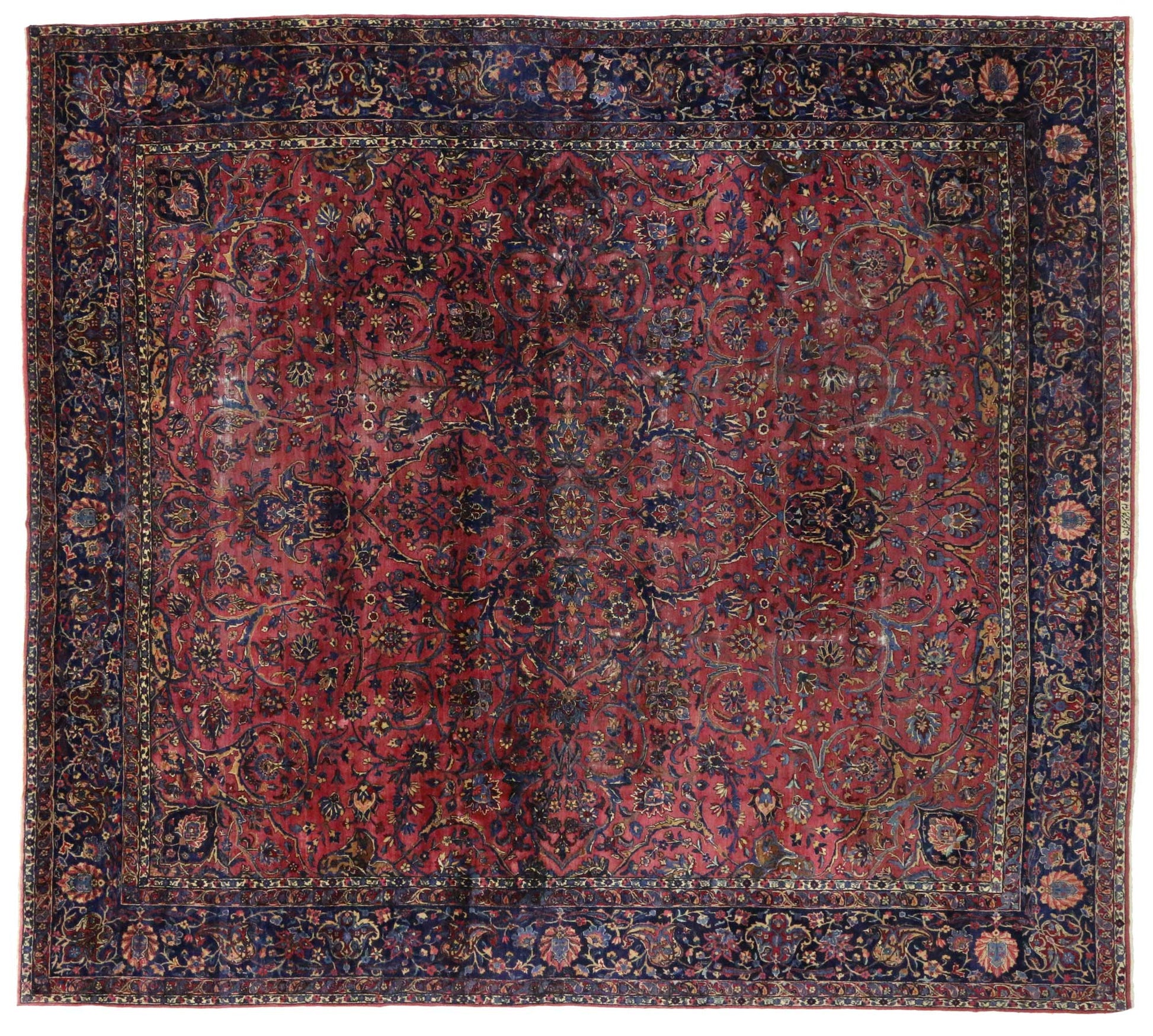 14 x 15 Antique Persian Kerman Rug 76695