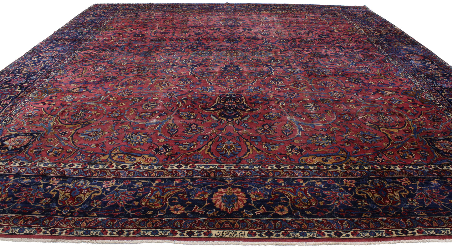 14 x 15 Antique Persian Kerman Rug 76695