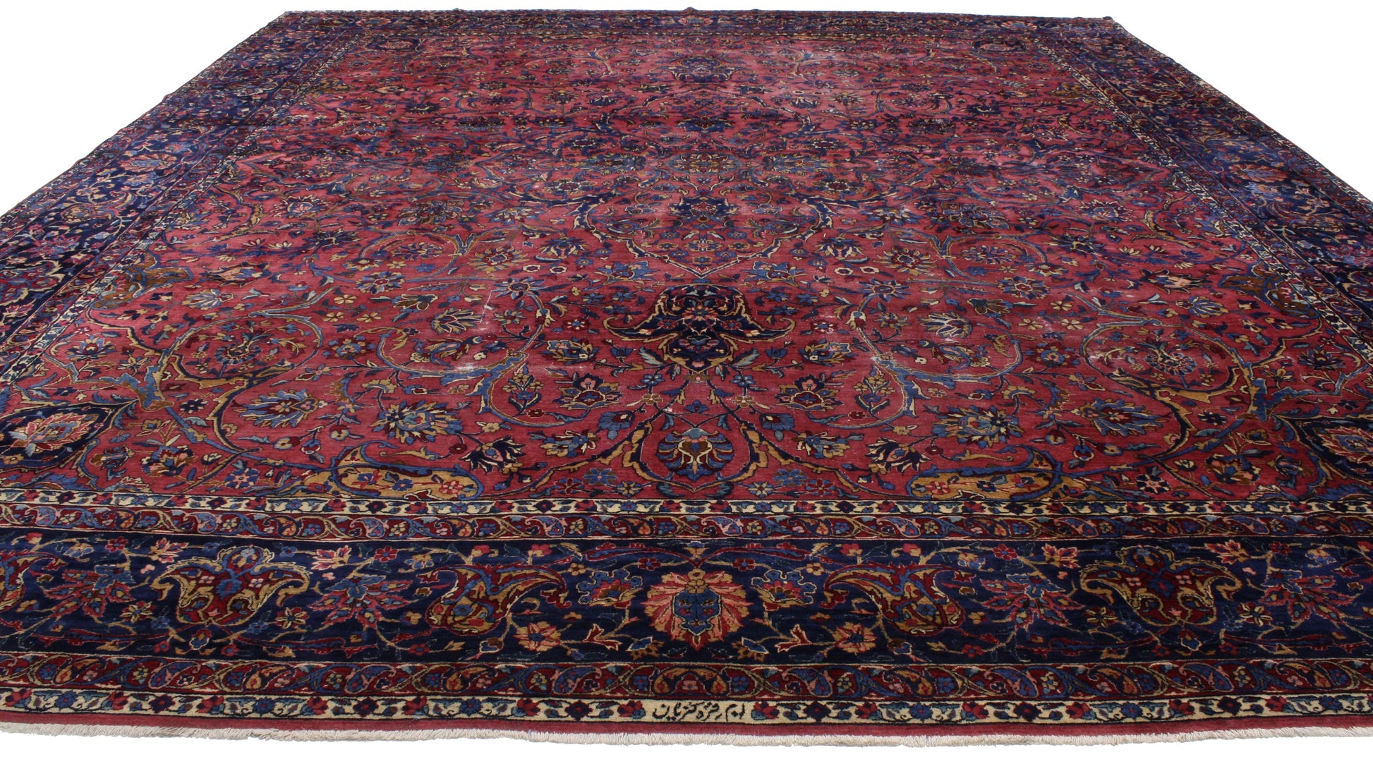 14 x 15 Antique Persian Kerman Rug 76695