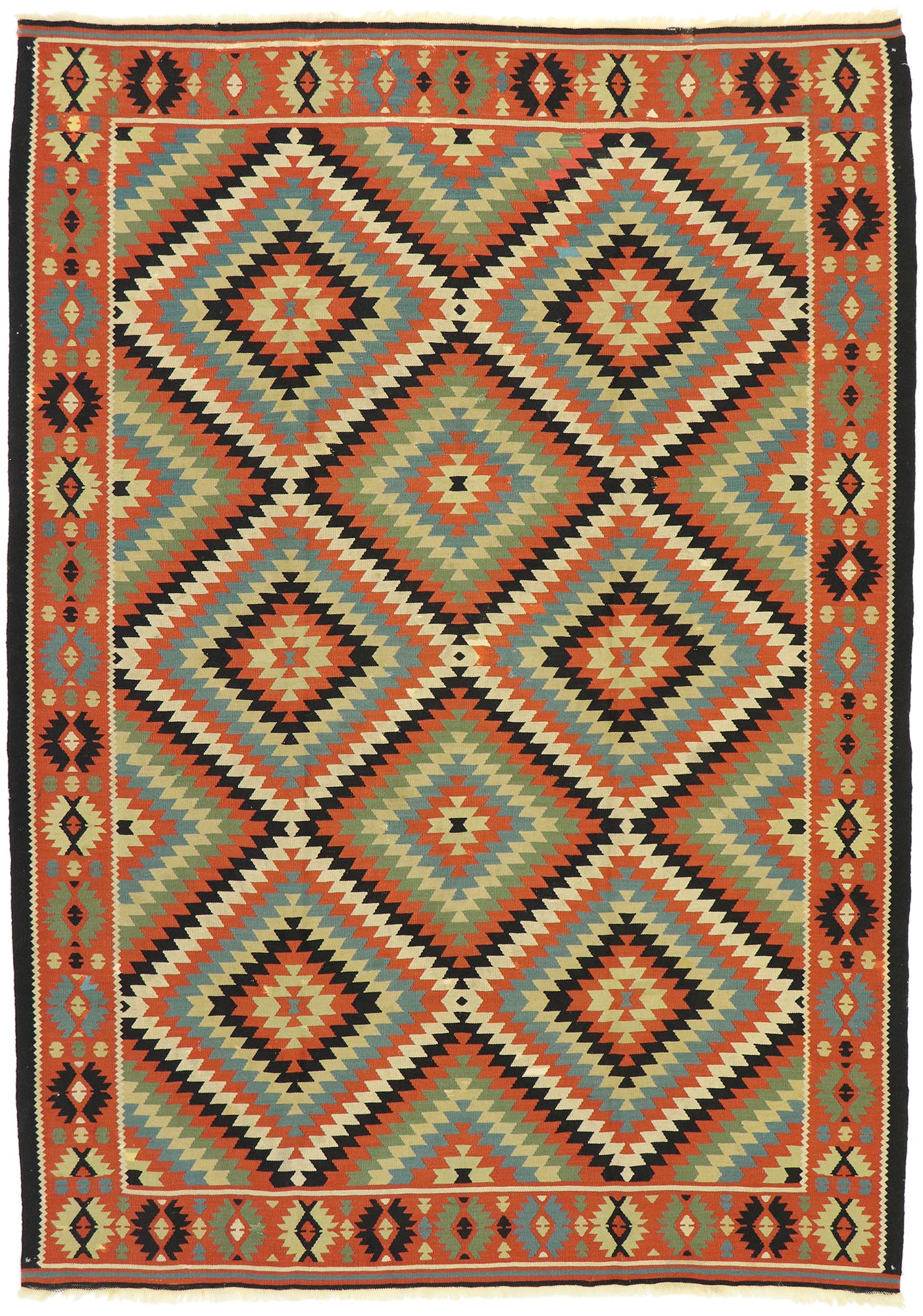 7 x 10 Vintage Turkish Kilim Rug 76713