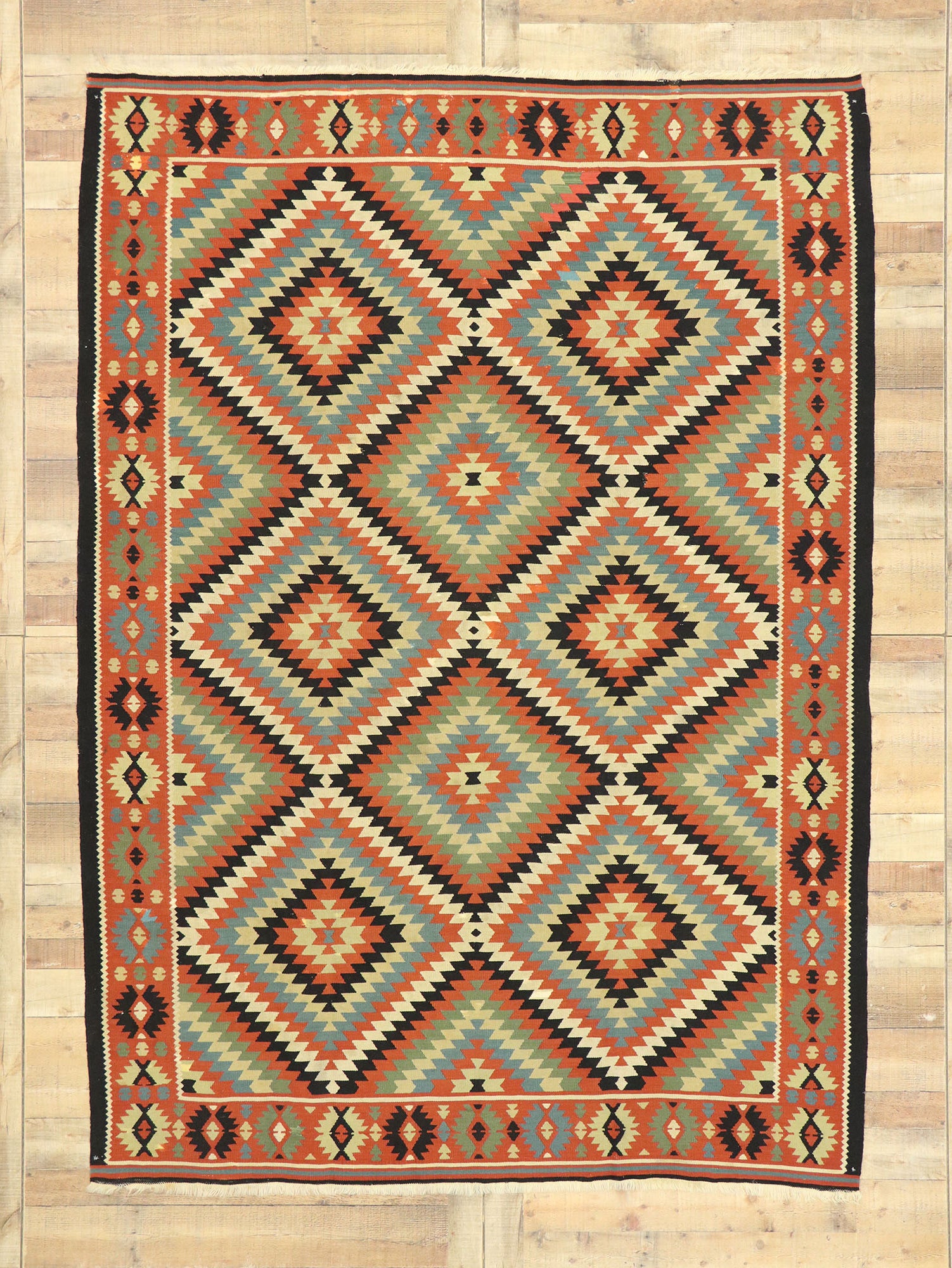 7 x 10 Vintage Turkish Kilim Rug 76713