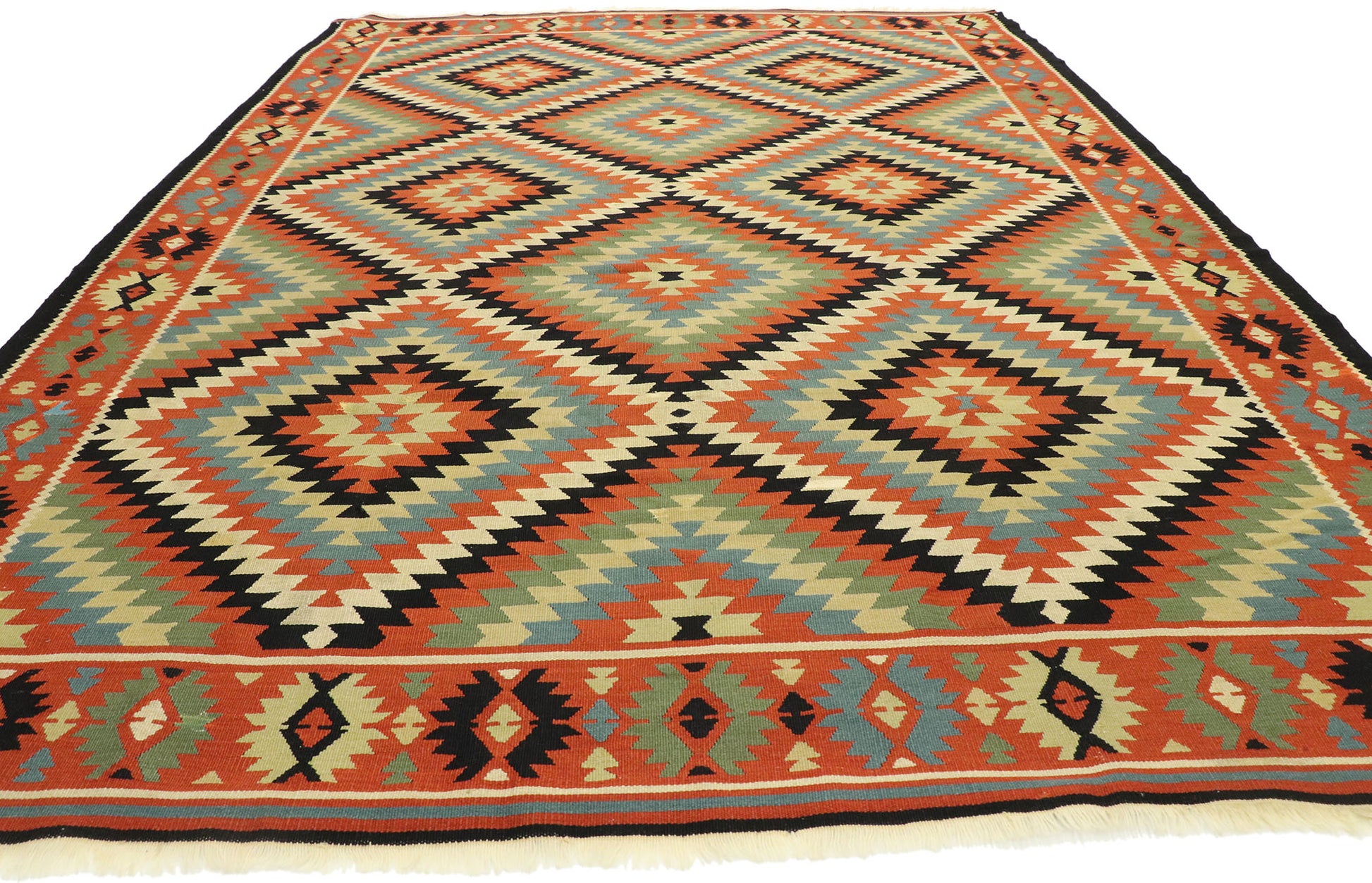 7 x 10 Vintage Turkish Kilim Rug 76713