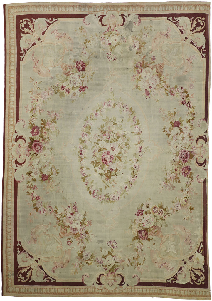 11 x 15 Antique French Aubusson Rug 76740