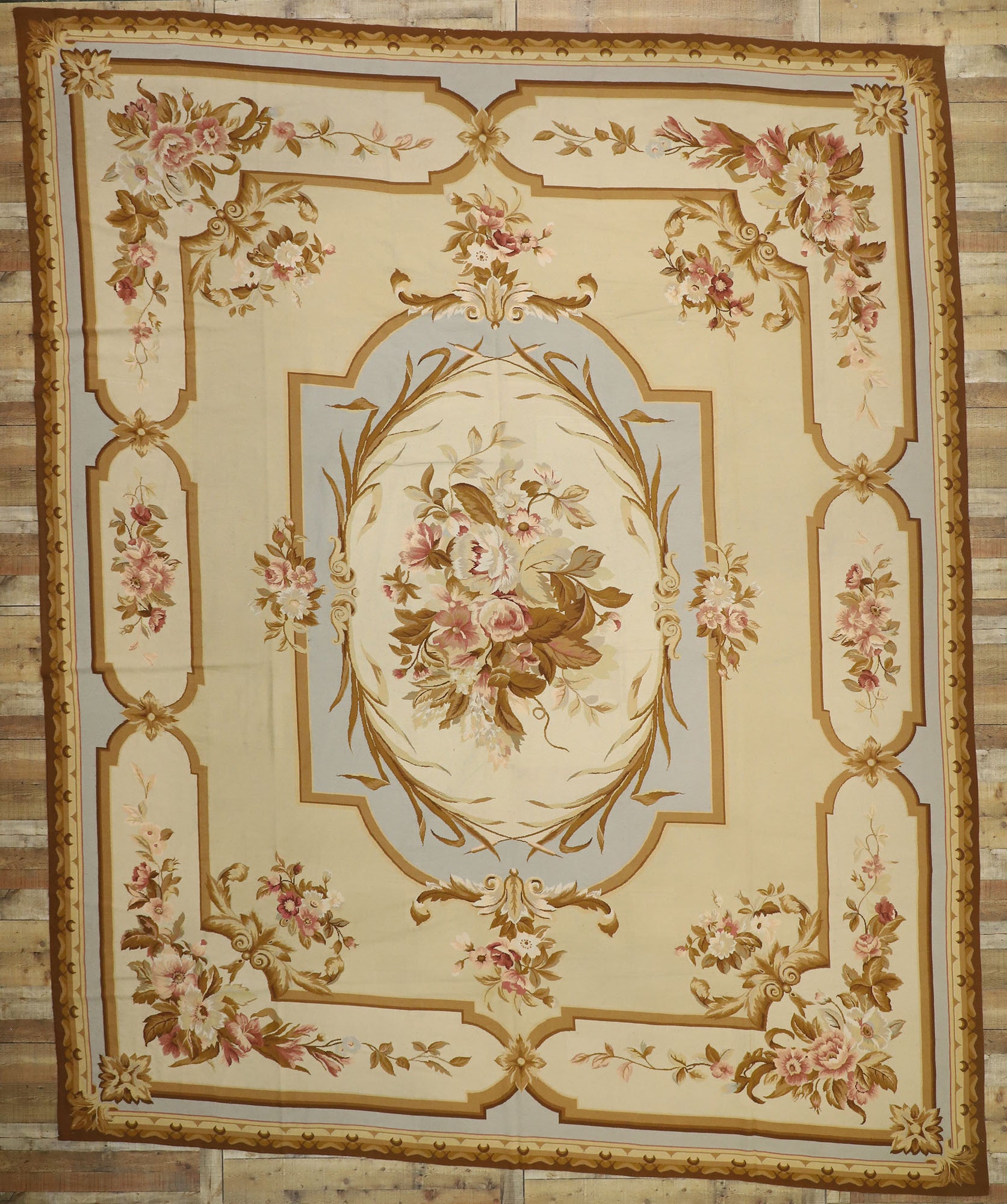 12 x 15 Vintage Aubusson Needlepoint Rug 76741