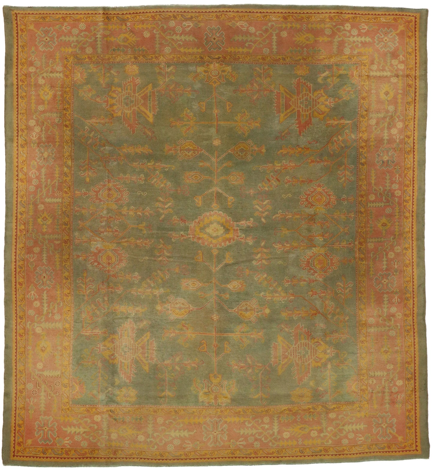 11 x 12 Antique Green Turkish Oushak Rug 76747