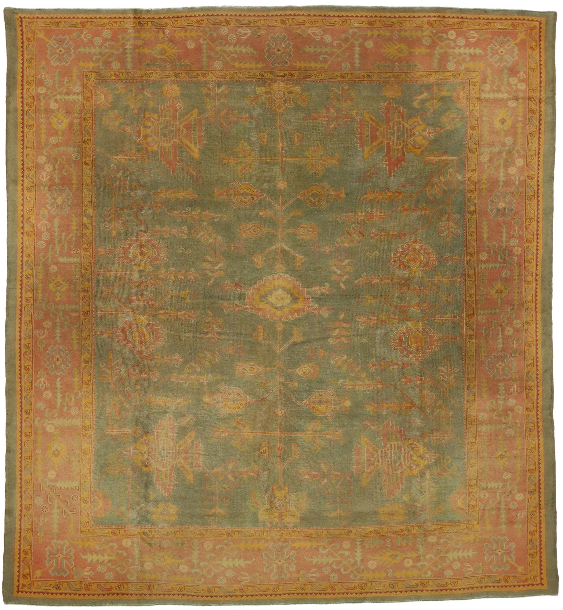 11 x 12 Antique Green Turkish Oushak Rug 76747