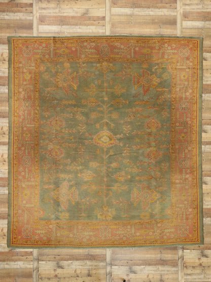 11 x 12 Antique Green Turkish Oushak Rug 76747