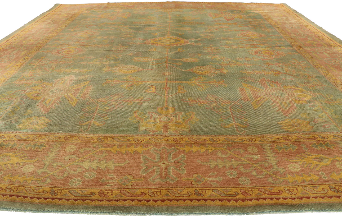 11 x 12 Antique Green Turkish Oushak Rug 76747