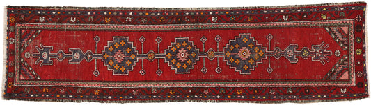 2 x 9 Antique Persian Hamadan Runner 76755