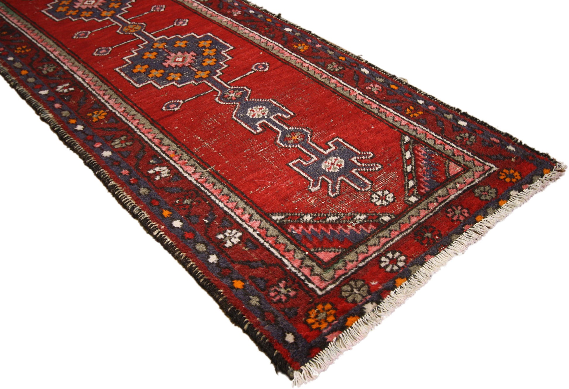 2 x 9 Antique Persian Hamadan Runner 76755