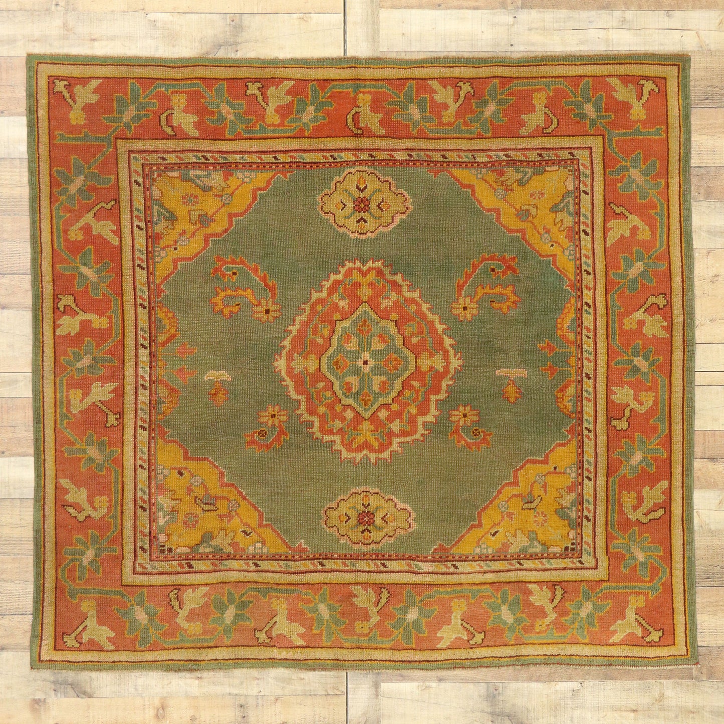 6 x 6 Antique Turkish Oushak Rug 76768