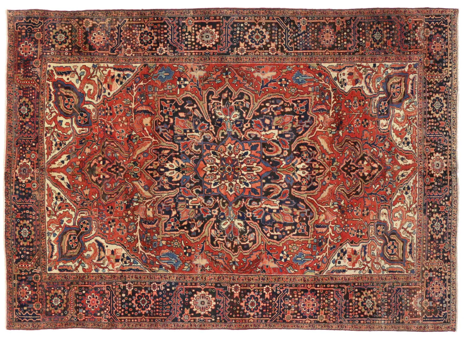 9 x 13 Vintage Persian Heriz Rug 76777