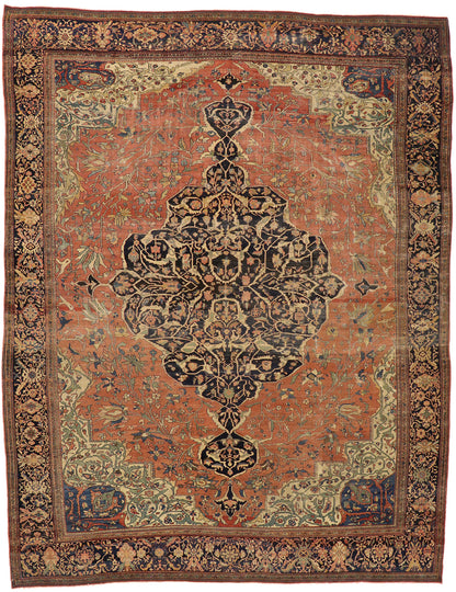11 x 14 Antique Persian Farahan Sarouk Rug 76780
