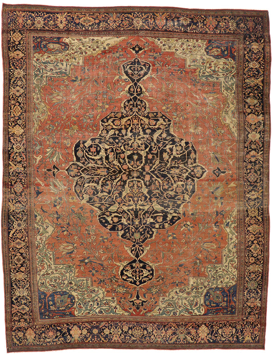 11 x 14 Antique Persian Farahan Sarouk Rug 76780