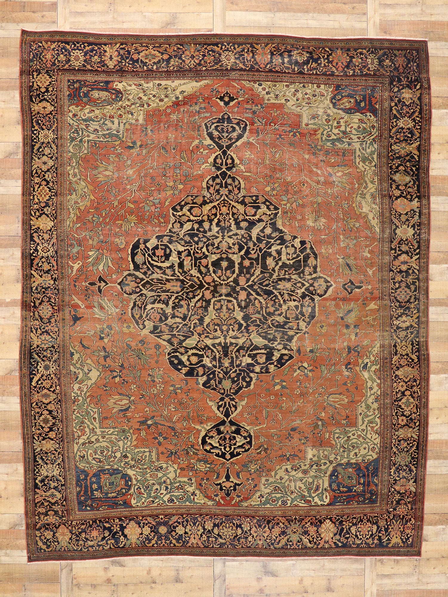 11 x 14 Antique Persian Farahan Sarouk Rug 76780