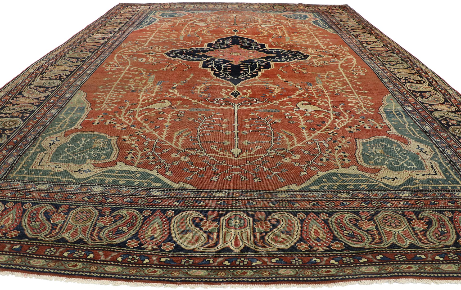 9 x 12 Antique Persian Farahan Rug 76783