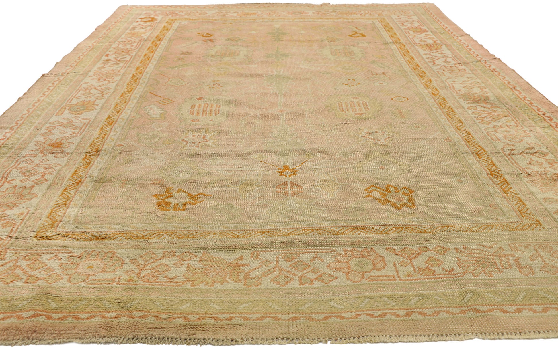 7 x 11 Antique Turkish Oushak Rug 76804