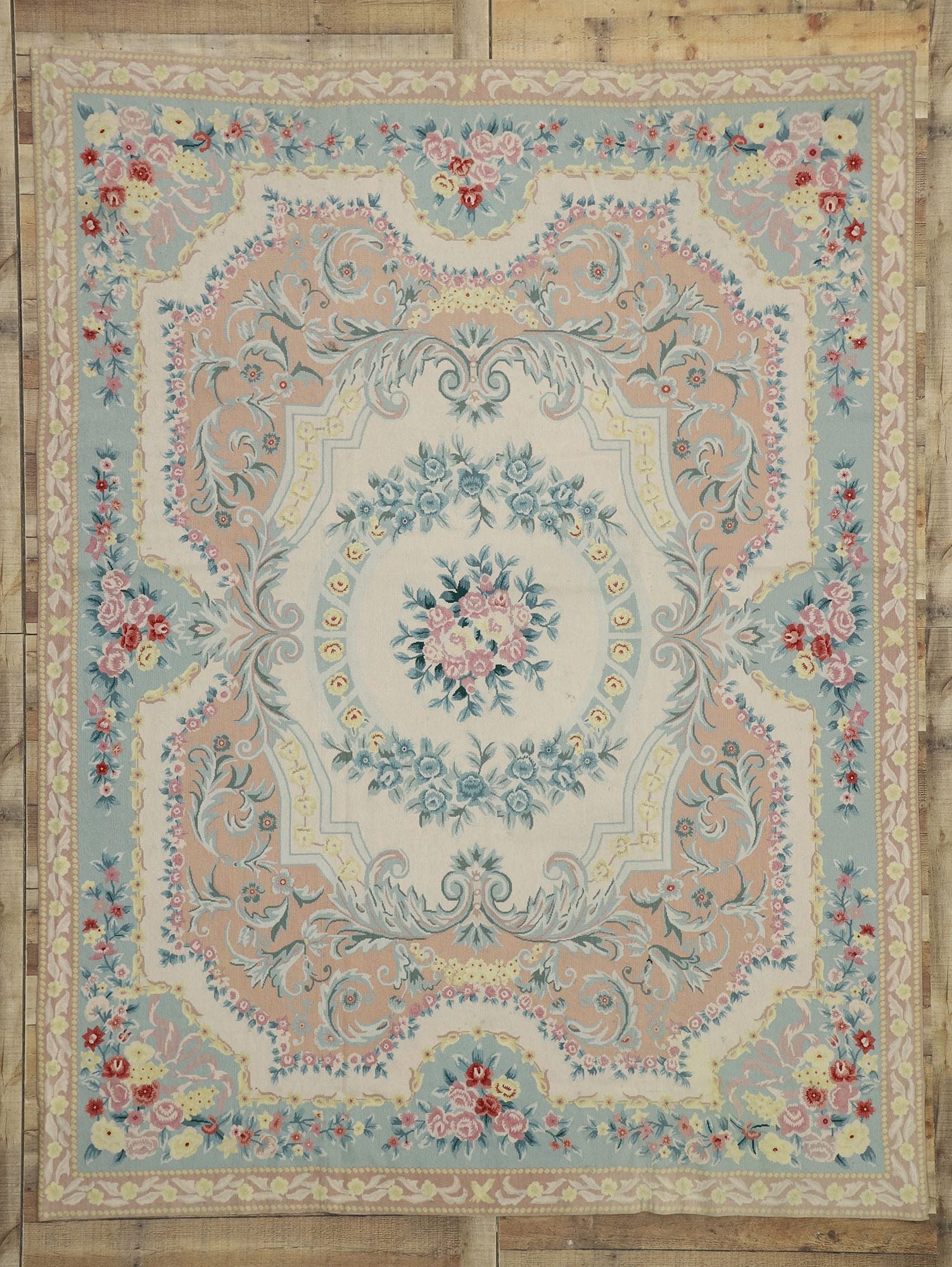 8 x 10 Vintage French Victorian Needlepoint Rug 76806