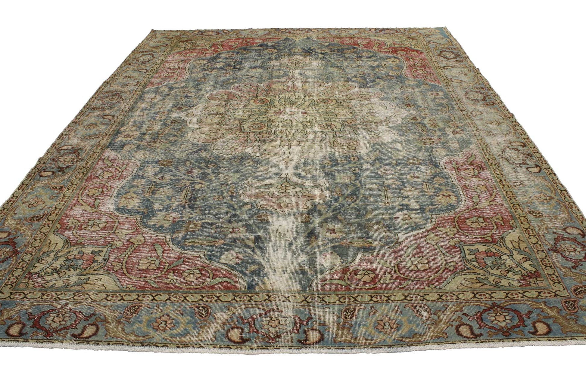 8 x 11Distressed Antique Persian Tabriz Rug 76828