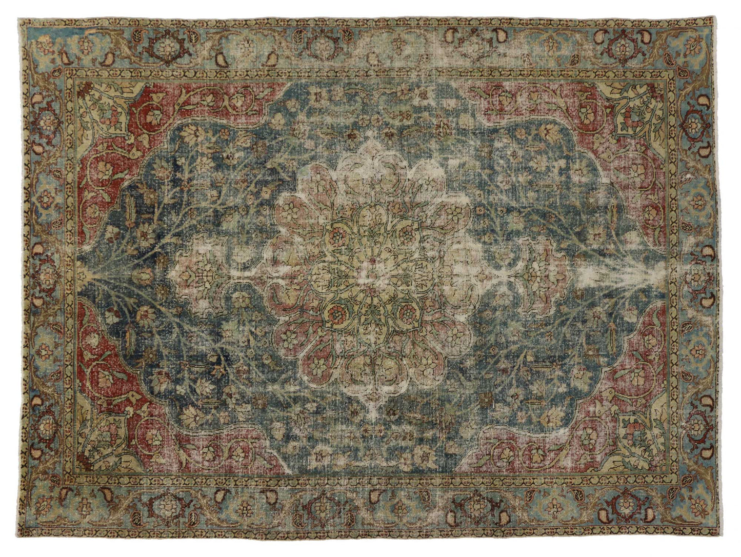 8 x 11Distressed Antique Persian Tabriz Rug 76828
