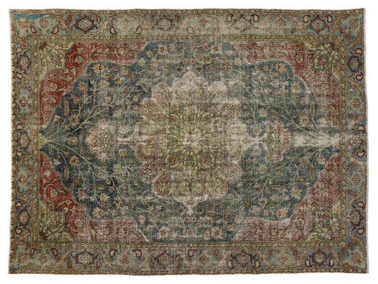 8 x 11Distressed Antique Persian Tabriz Rug 76828