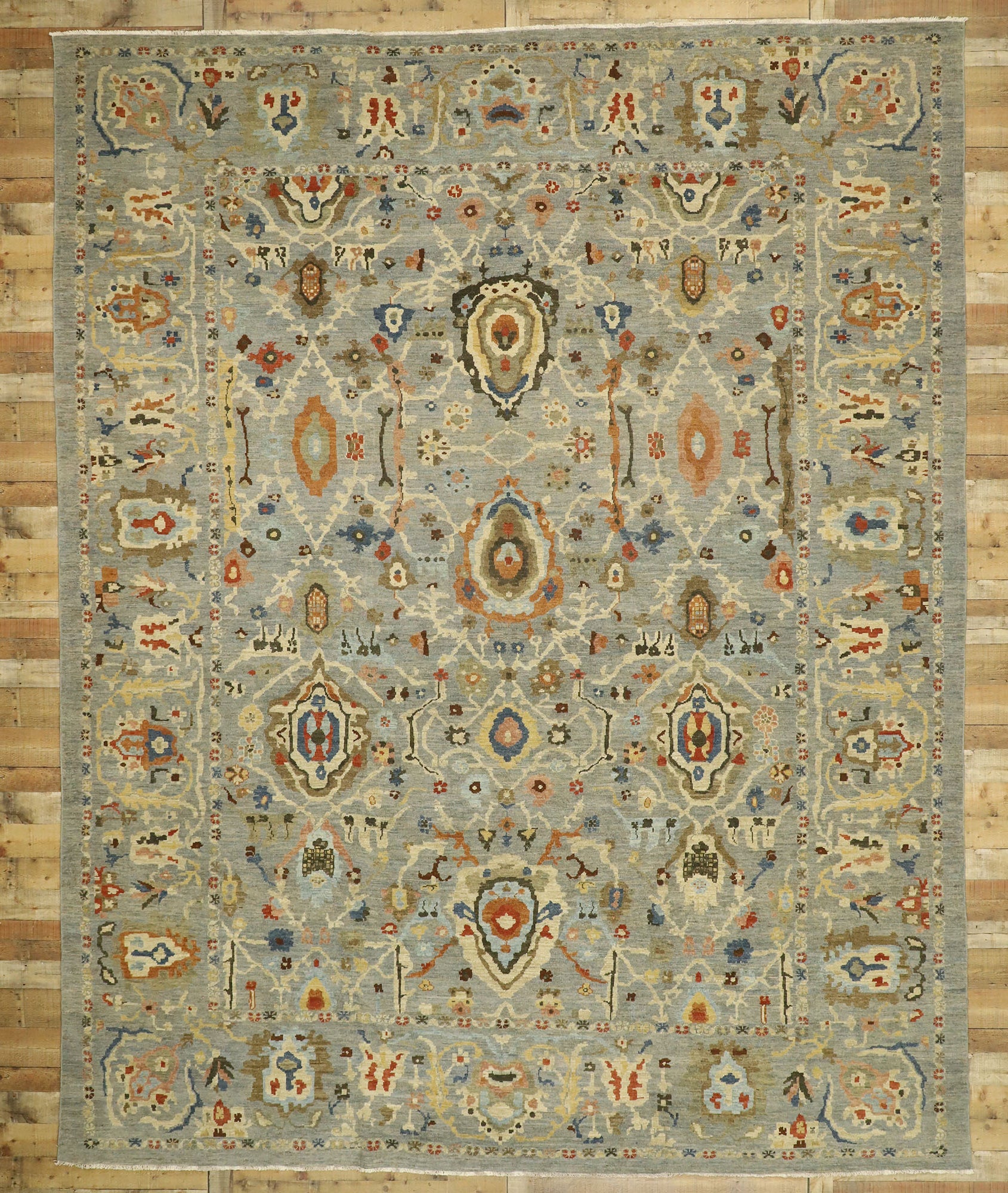 12 x 15 Modern Blue Persian Sultanabad Rug 76835