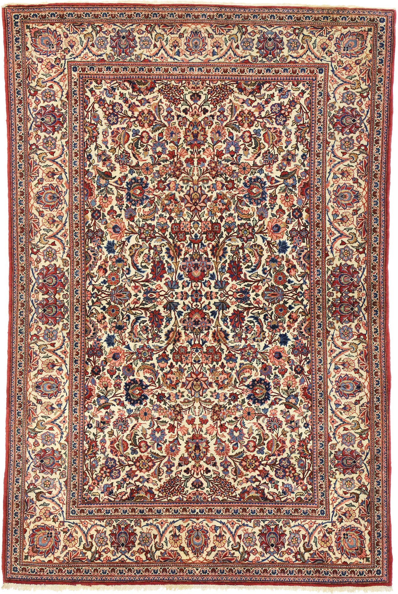 5 x 7 Antique Persian Kashan Rug 76852