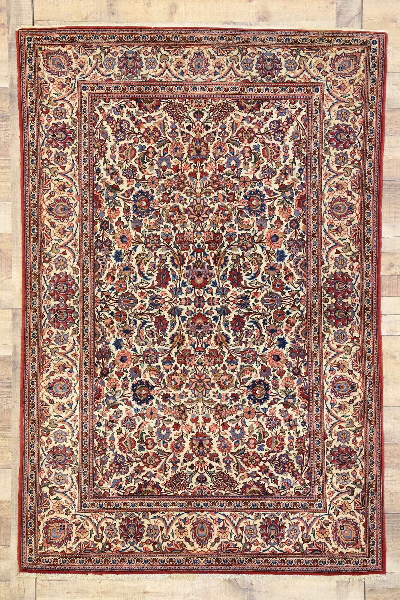 5 x 7 Antique Persian Kashan Rug 76852