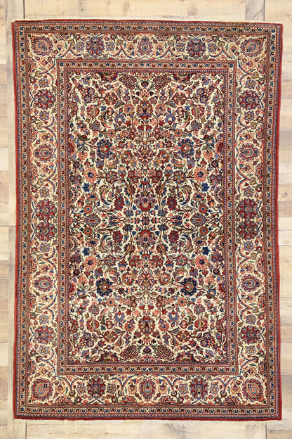 5 x 7 Antique Persian Kashan Rug 76852