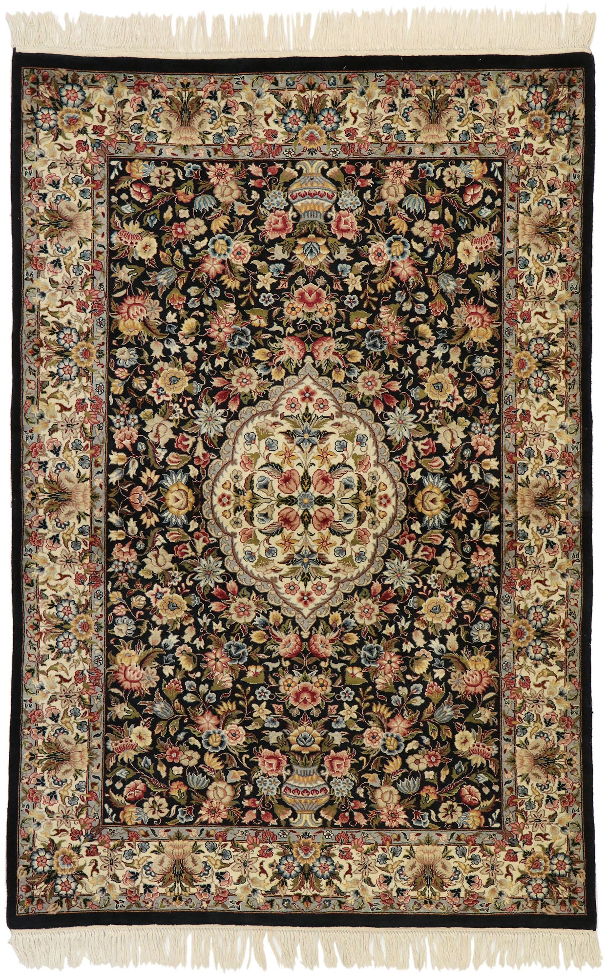 4 x 6 Vintage Pakistani Floral Rug 76854