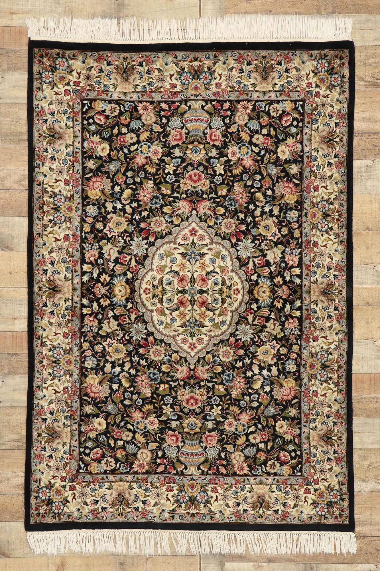 4 x 6 Vintage Pakistani Floral Rug 76854