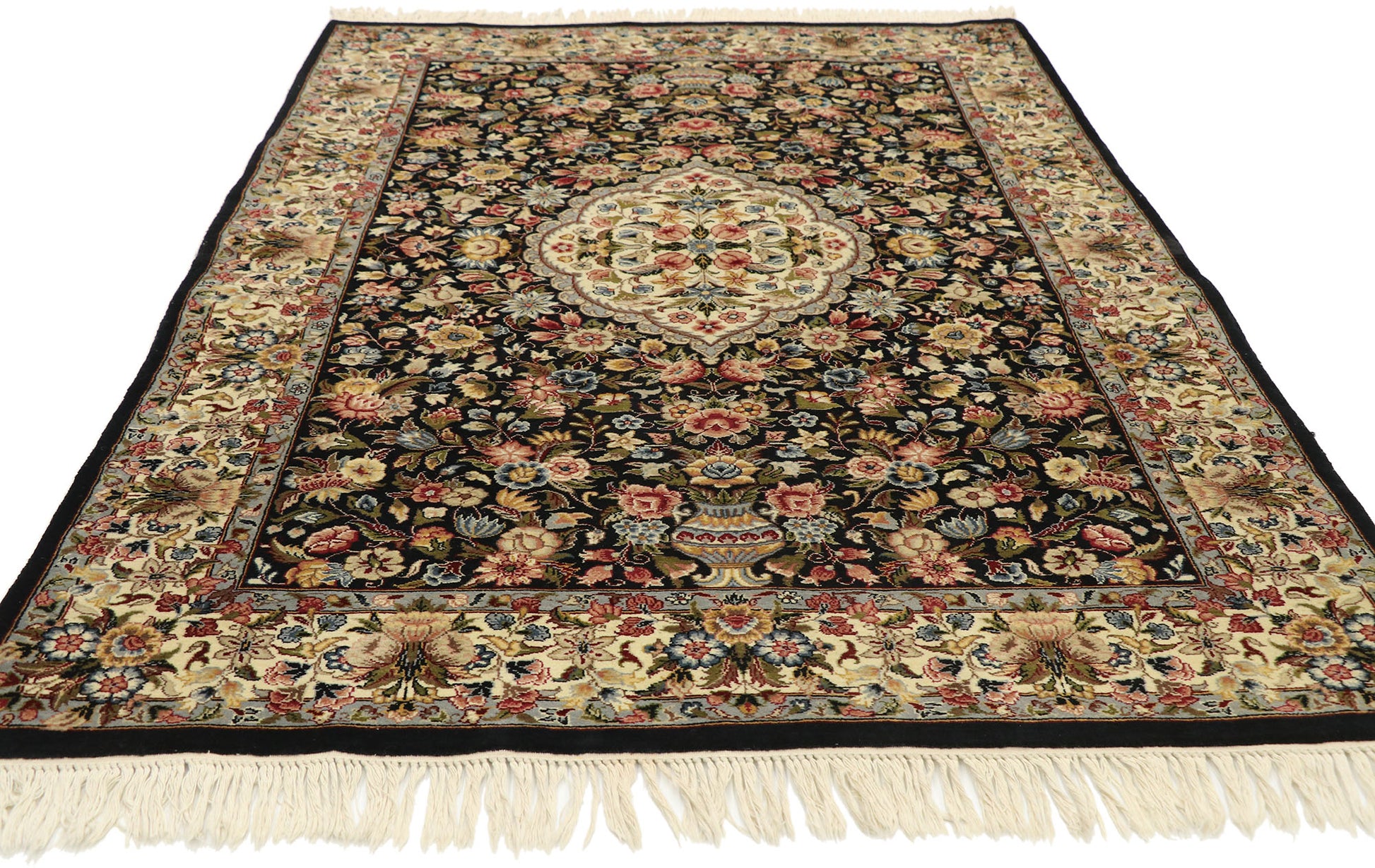 4 x 6 Vintage Pakistani Floral Rug 76854