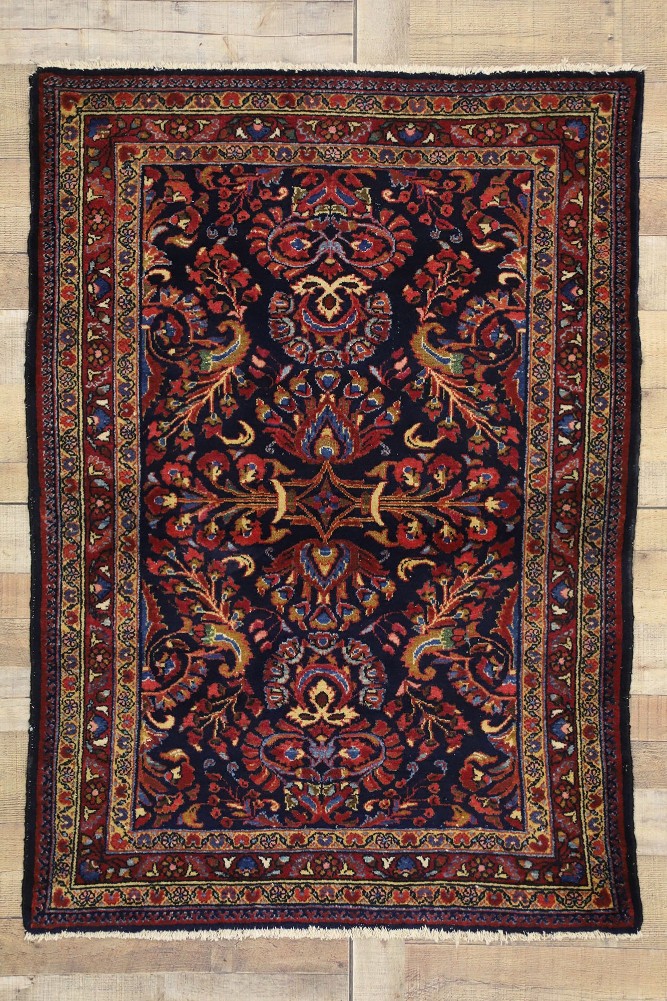 4 x 5 Antique Persian Lilihan Rug 76857