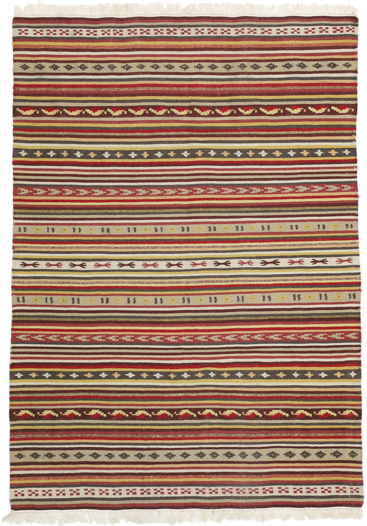 5 x 6 Vintage Turkish Striped Kilim Rug 76864