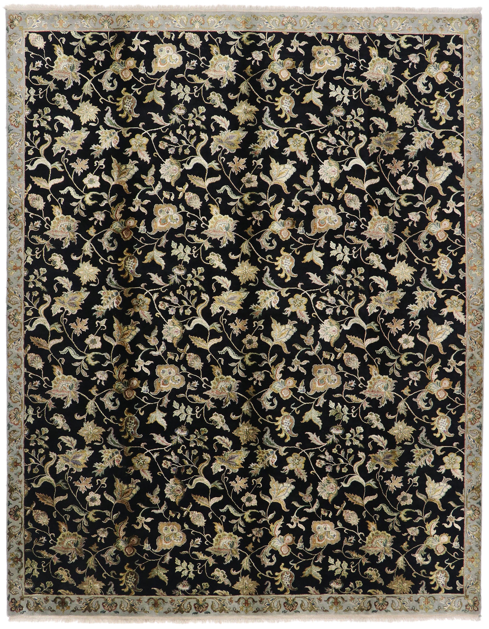 9 x 12 Vintage Floral Indian Rug 76873