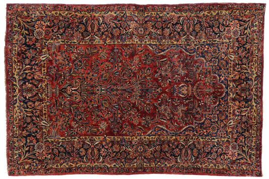 4 x 6 Antique Persian Kashan Vase Rug 76886