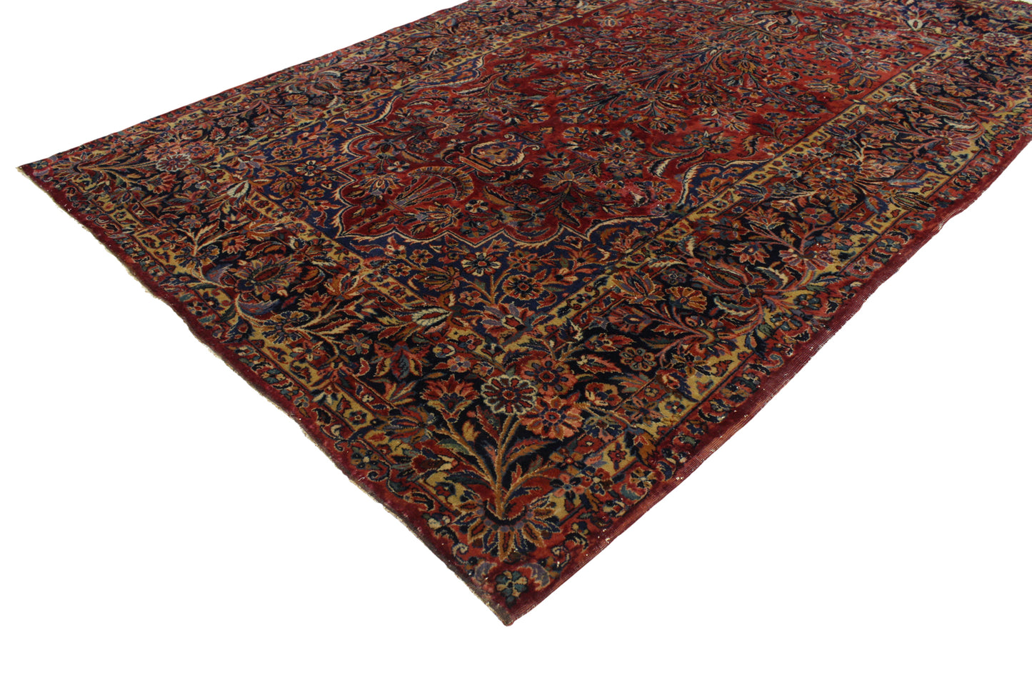 4 x 6 Antique Persian Kashan Vase Rug 76886