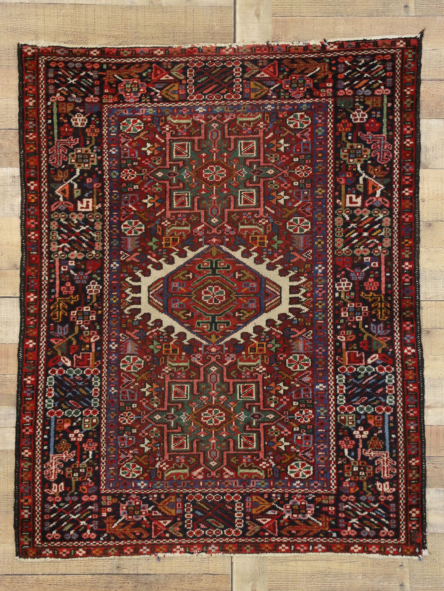 3 x 4 Vintage Persian Heriz Rug 76895