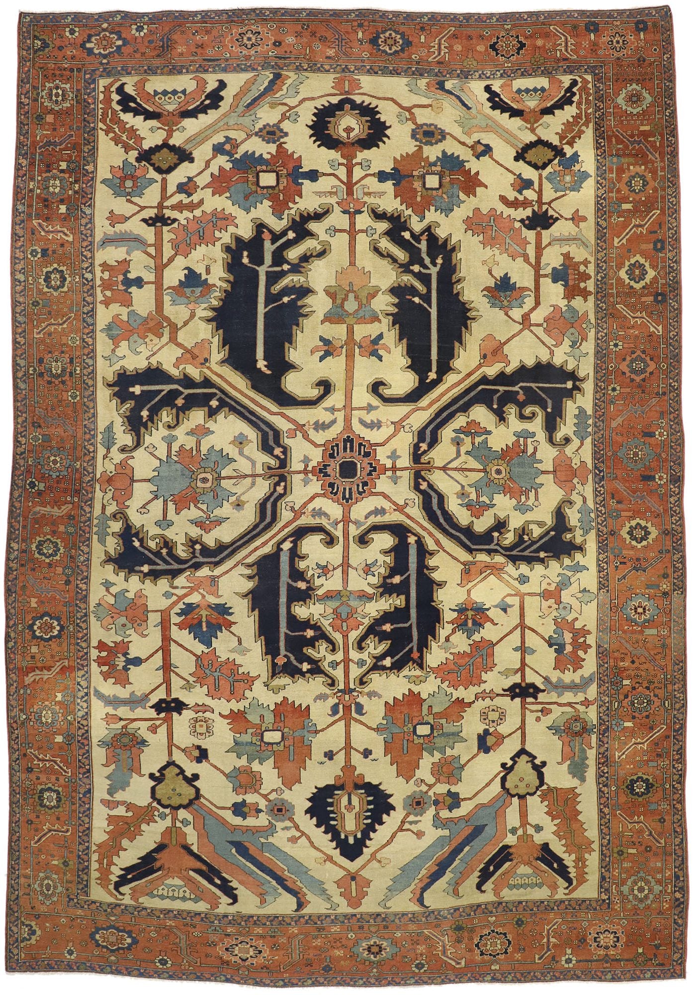 11 x 15 Antique Persian Serapi Rug 76927