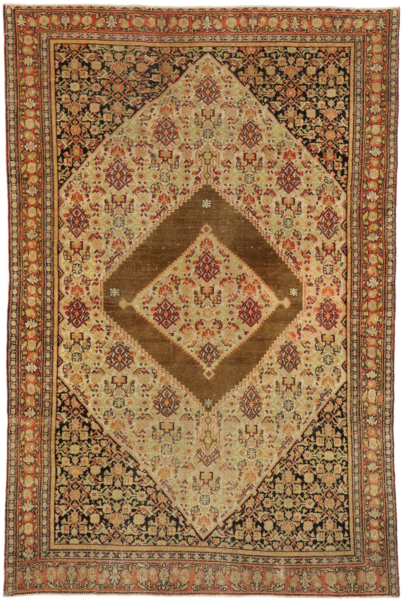 4 x 6 Antique Persian Senneh Rug 76956
