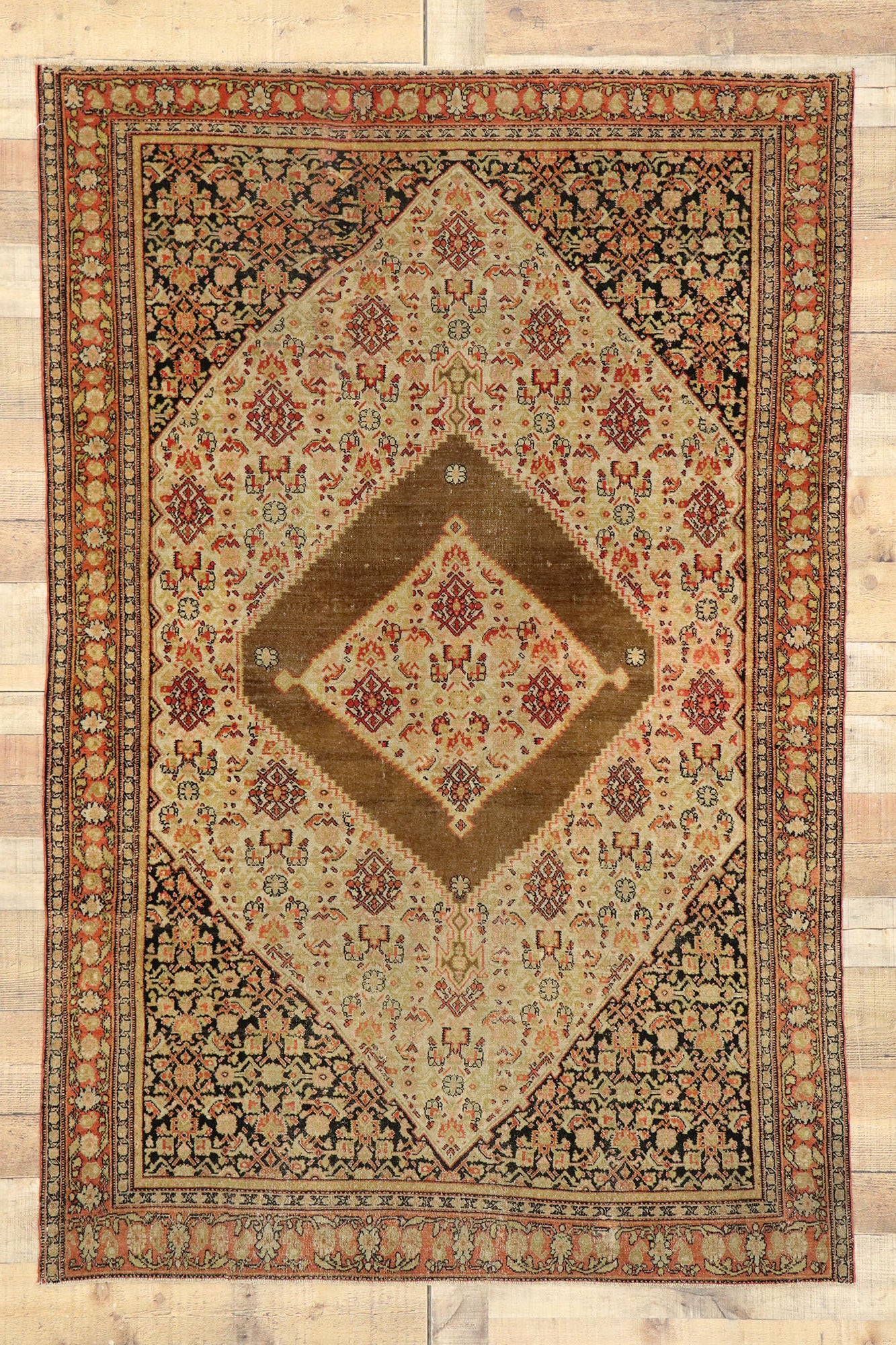 4 x 6 Antique Persian Senneh Rug 76956