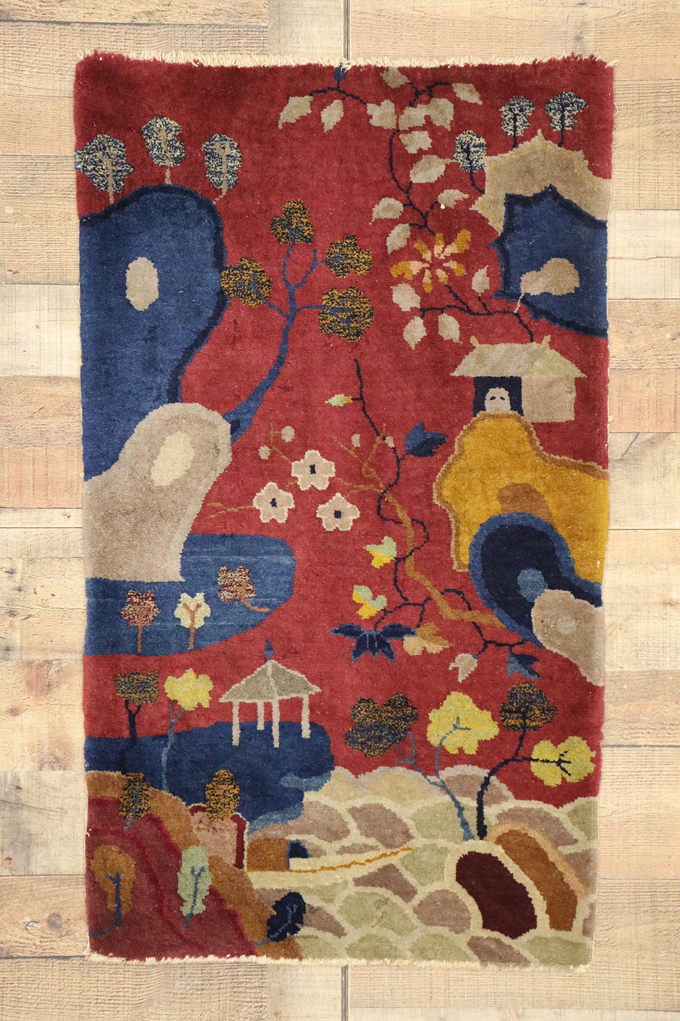 2 x 4 Antique Chinese Art Deco Style Rug 76964