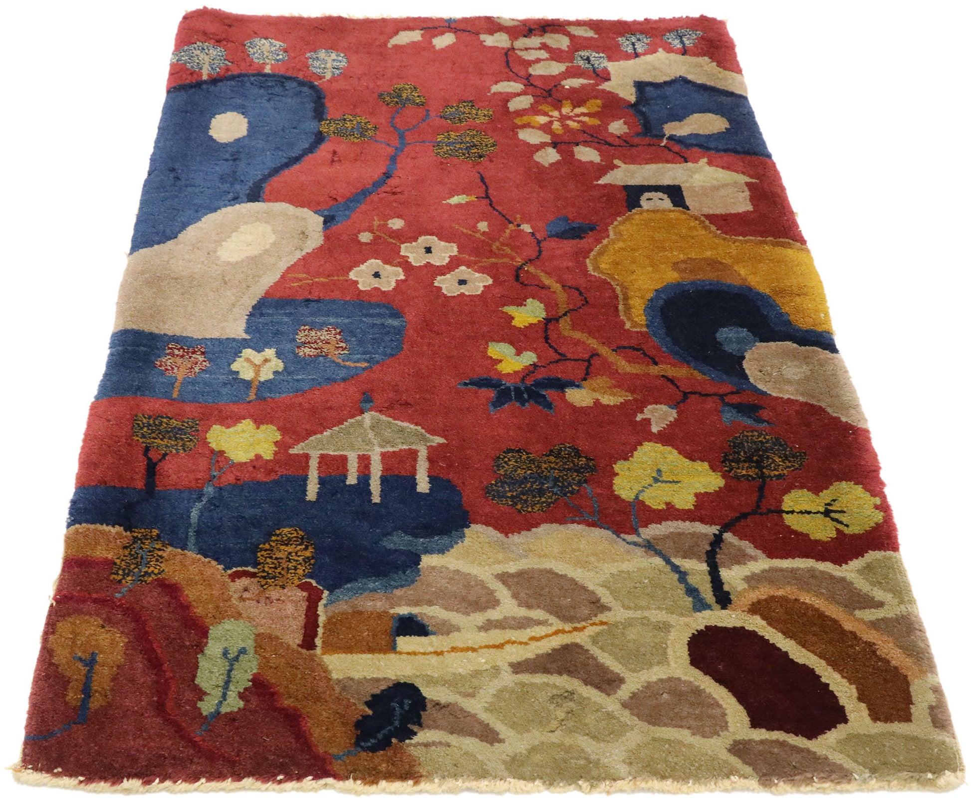 2 x 4 Antique Chinese Art Deco Style Rug 76964